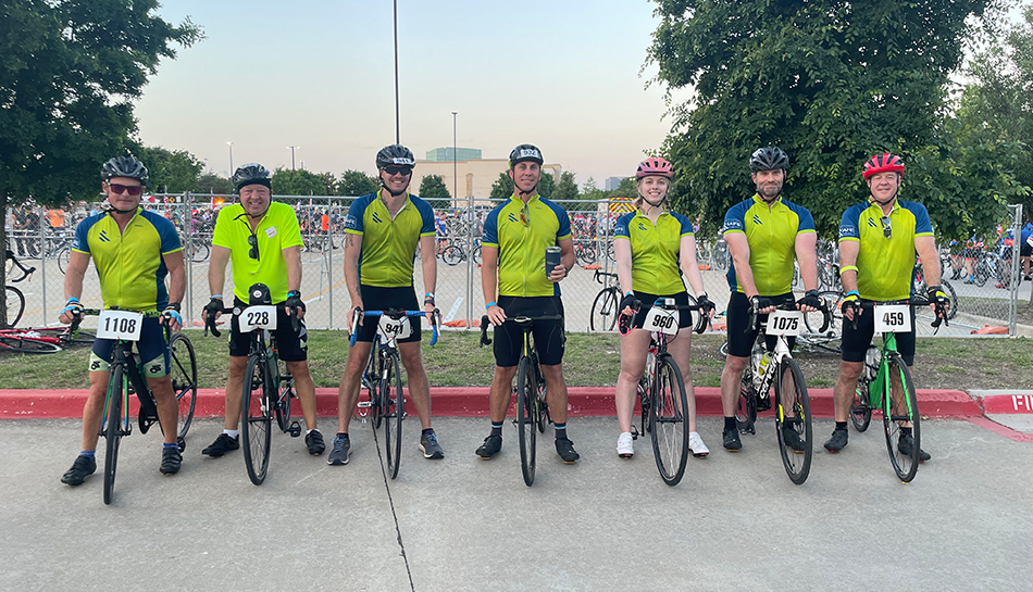 Bikers posing together at a Bike MS benefit