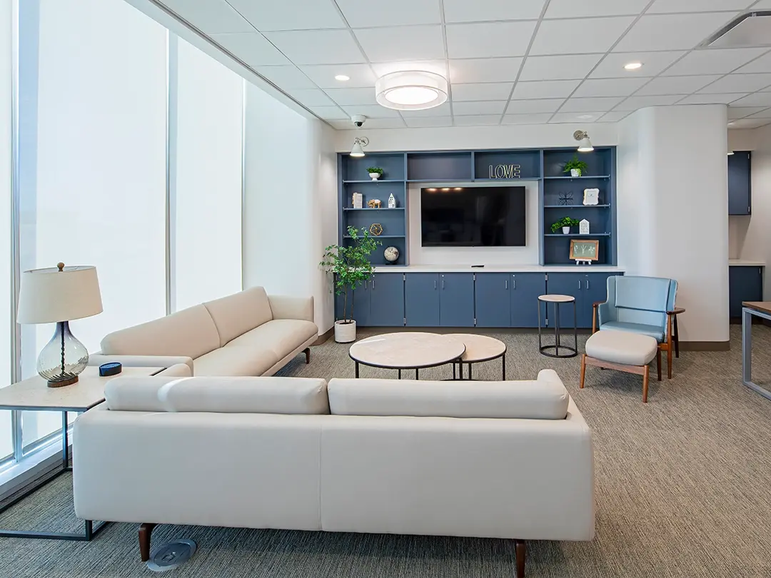 living room-style hospital waiting area