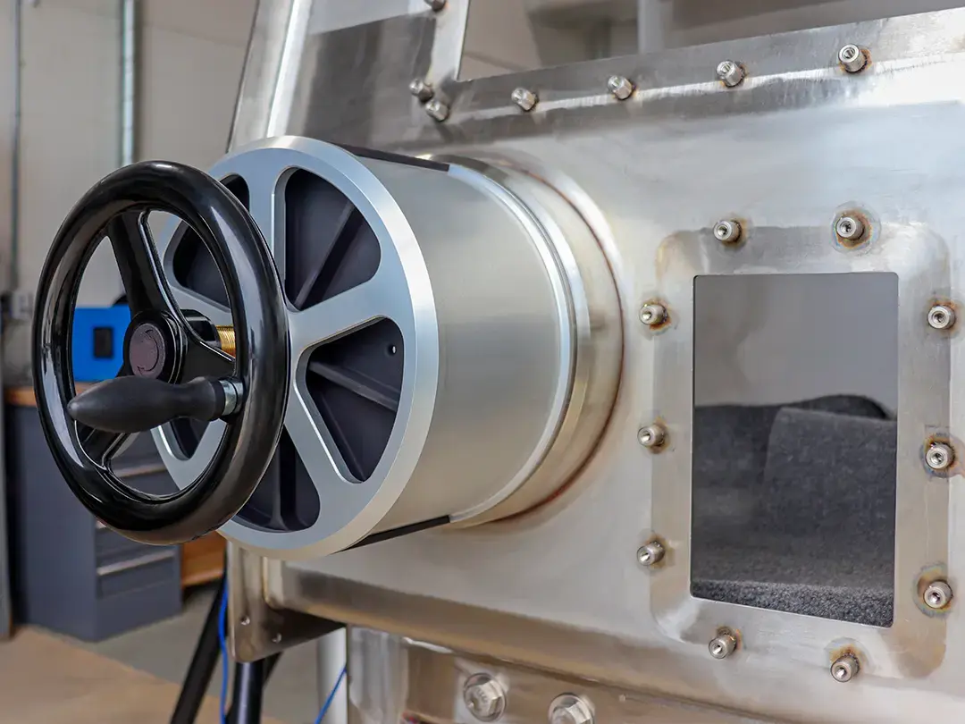 closeup of functioning wheel component