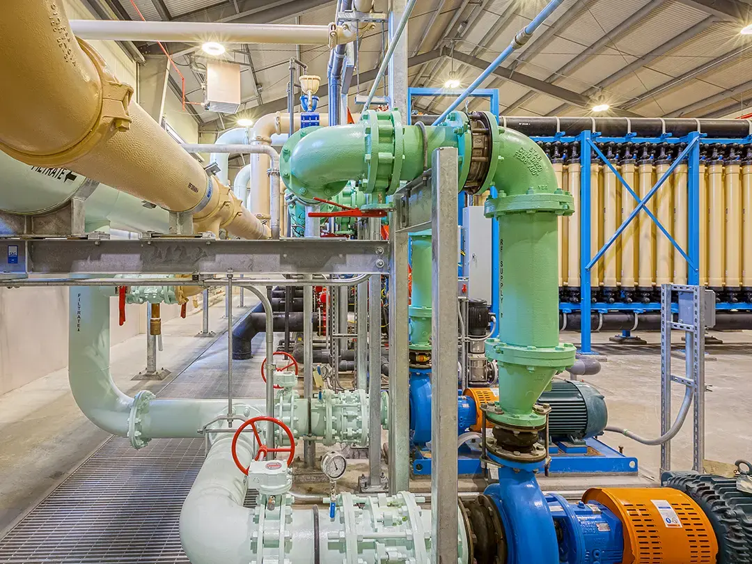 pumps, piping and membrane treatment