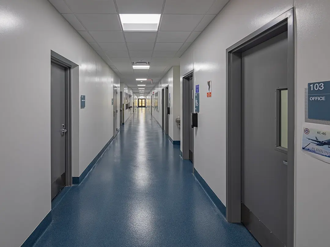 interior hallway with doors leading to exit