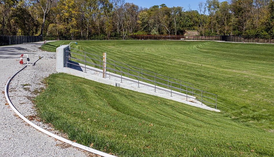 overflow control feature implemented in grassy hill