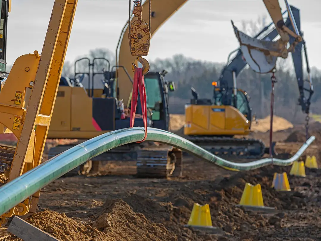 pipe laying in progress