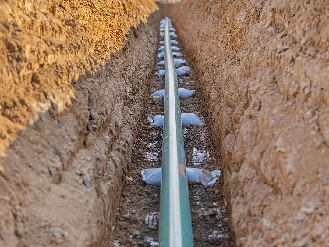 pipe laid in trench