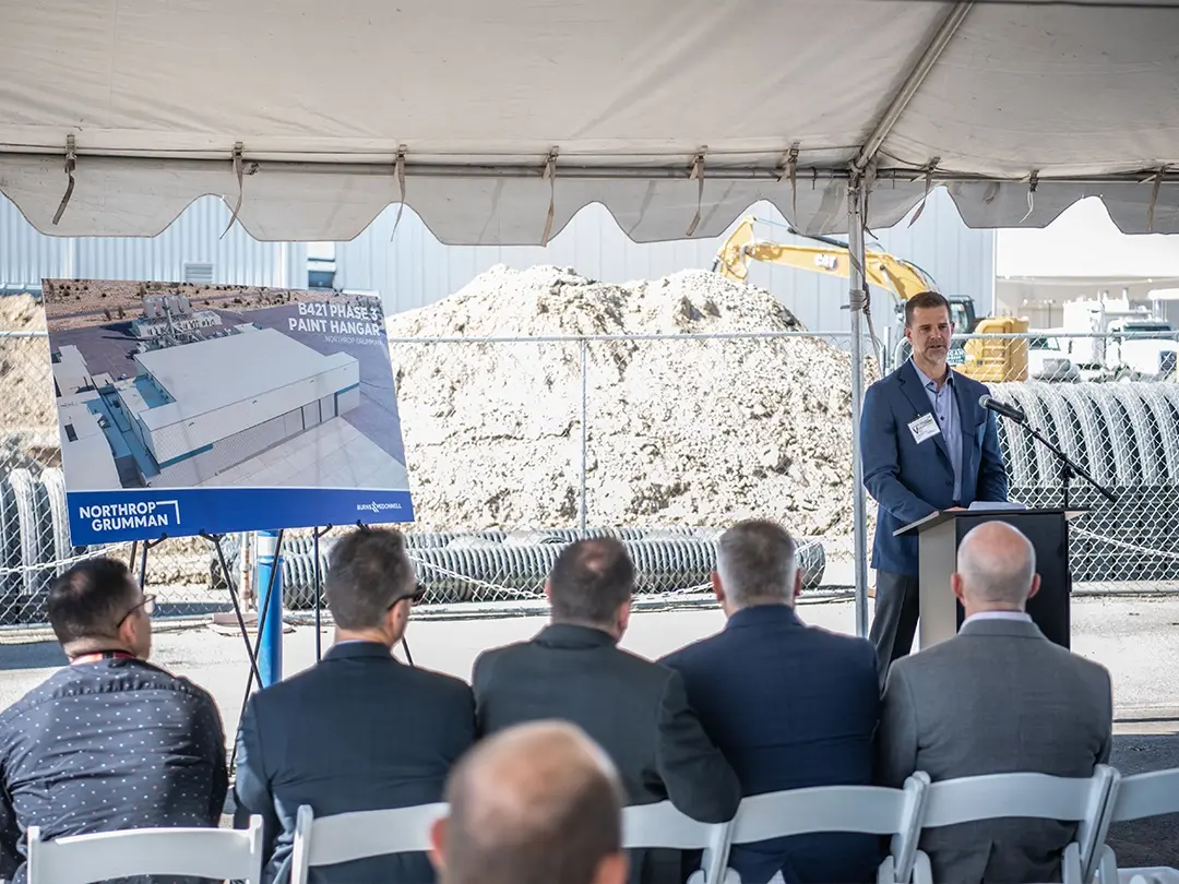 speaker and crowd at groundbreaking ceremony