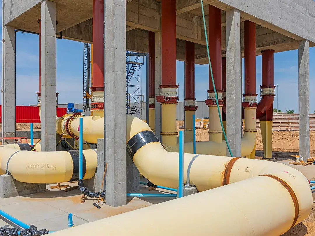 large piping outside facility