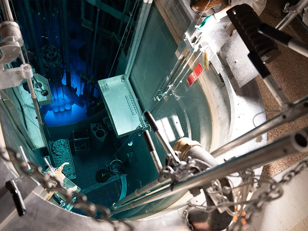 view inside equipment looking down