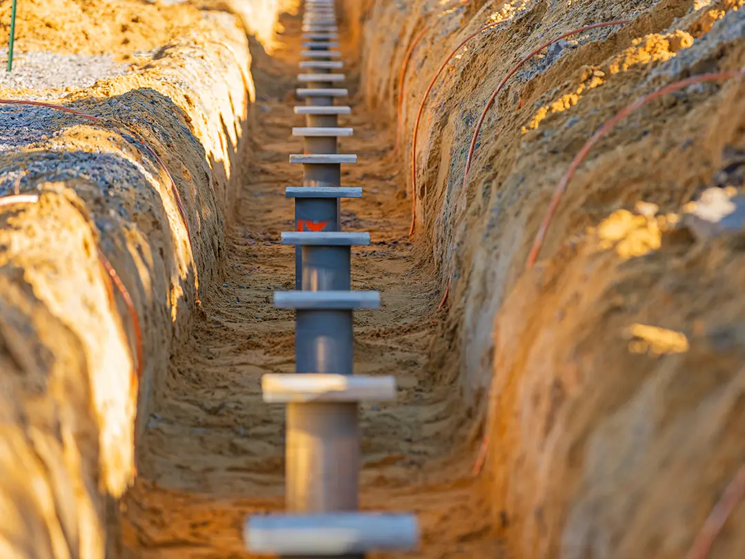 construction elements in a trench