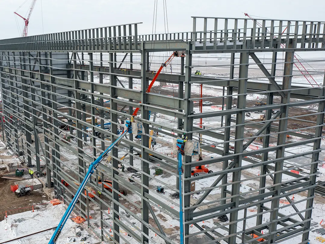 complex metal construction in winter
