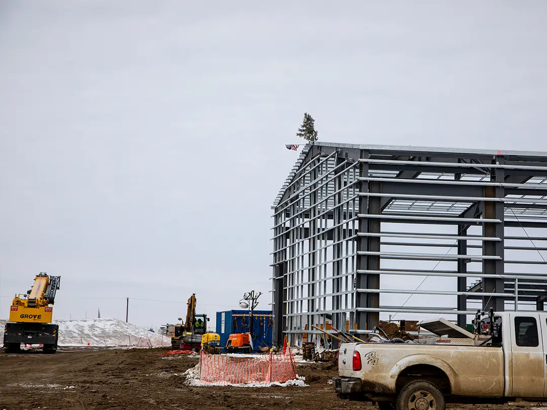 power plant construction in winter