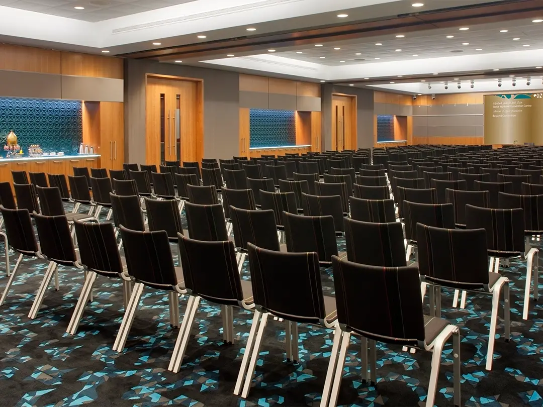 convention center meeting room with snack bars