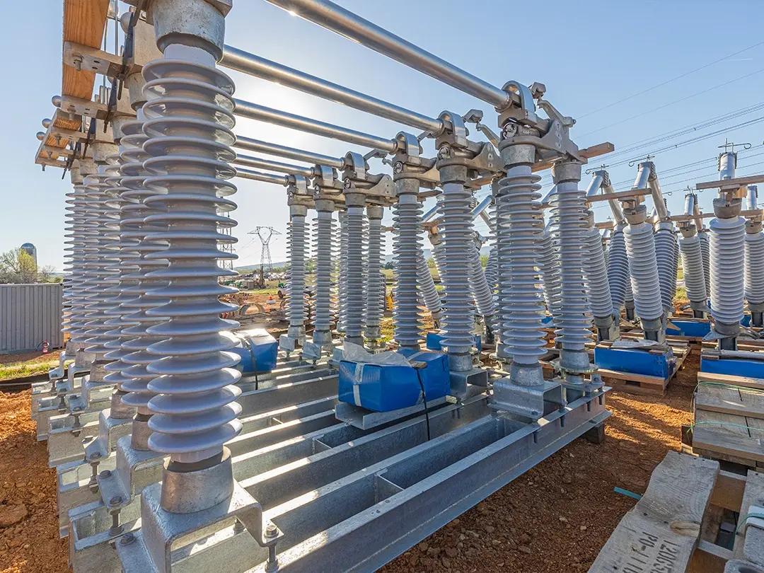 electrical substation equipment on site before installation
