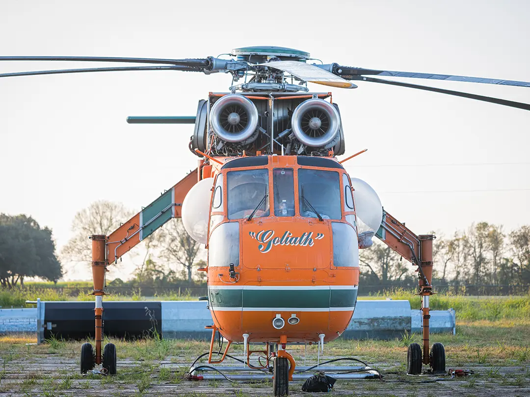 construction helicopter front view
