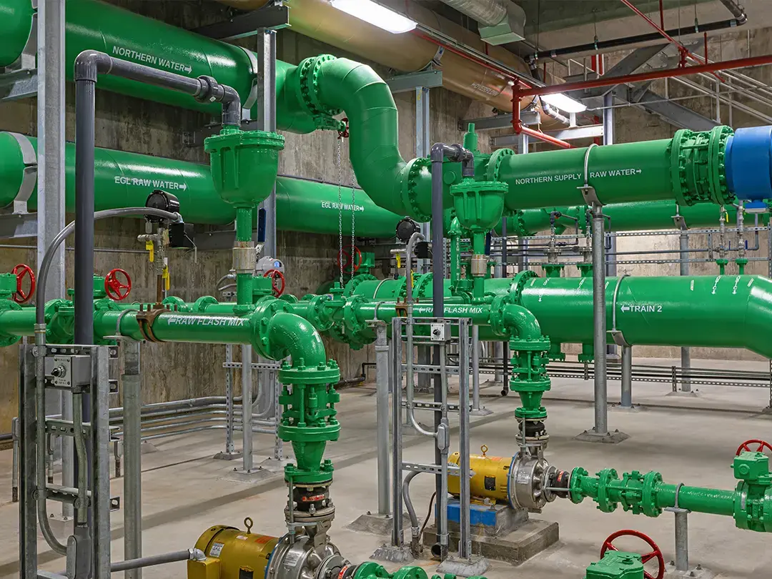 interior piping for raw water