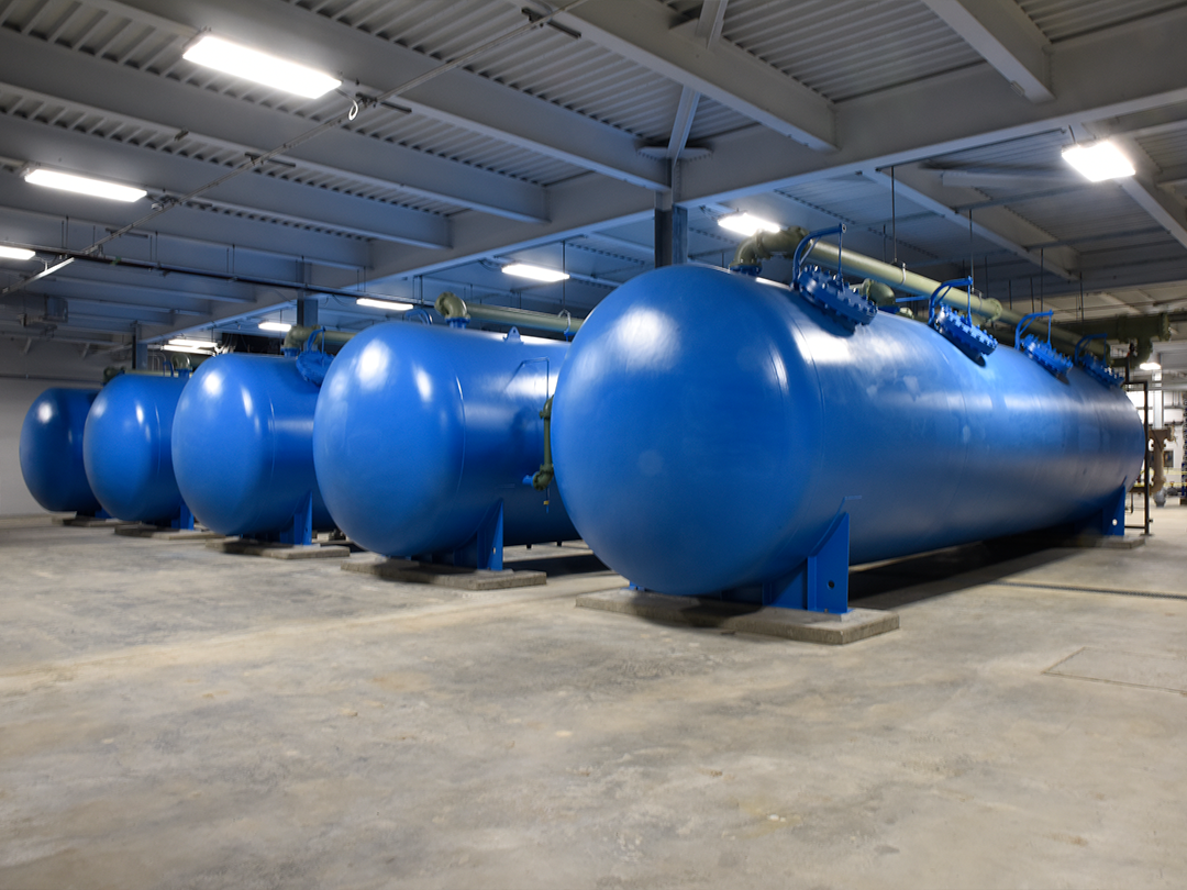 blue tanks, interior of building