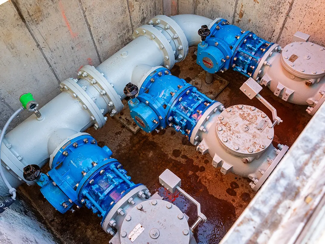 view of pipe infrastructure from above