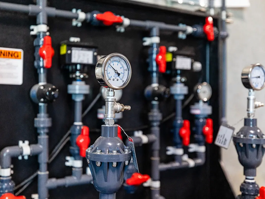 closeup of equipment valves