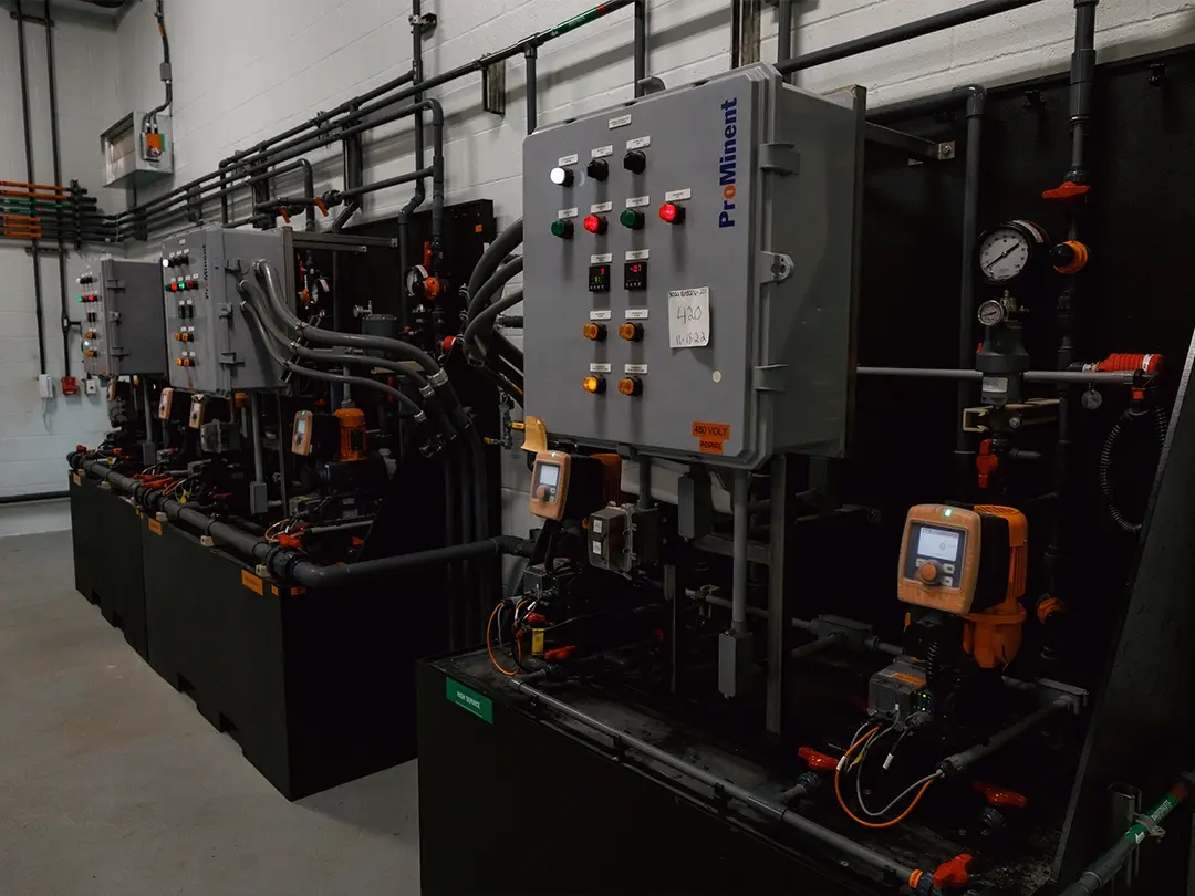 control systems inside water treatment plant