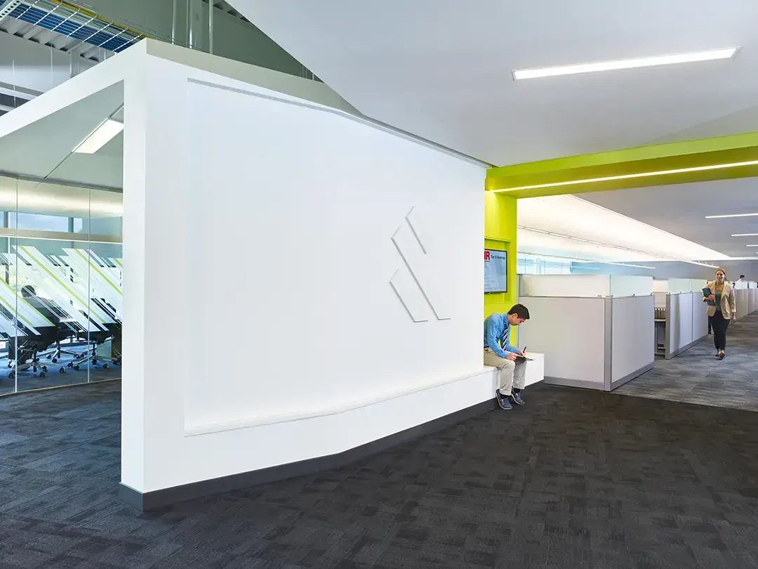 branded wall dividing space