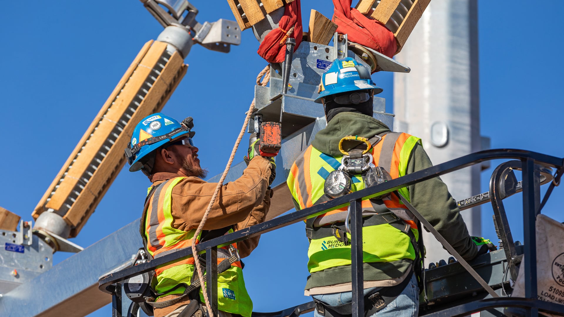 construction workers on electrical substation site